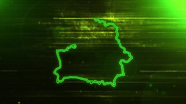 4K Resolution, Belarus Country Digital Futuristic Glitch Map, Futuristic AI Belarus Map Opener Suitable for Politics, Elections, News and Sports Events