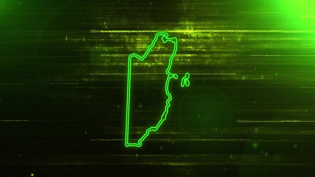4K Resolution, Belize Country Digital Futuristic Glitch Map, Futuristic AI Belize Map Opener Suitable for Politics, Elections, News and Sports Events