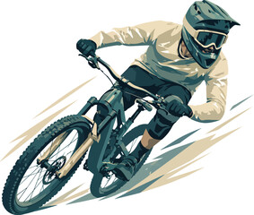 Mountain biker riding downhill on a trail with speed lines © Nargis