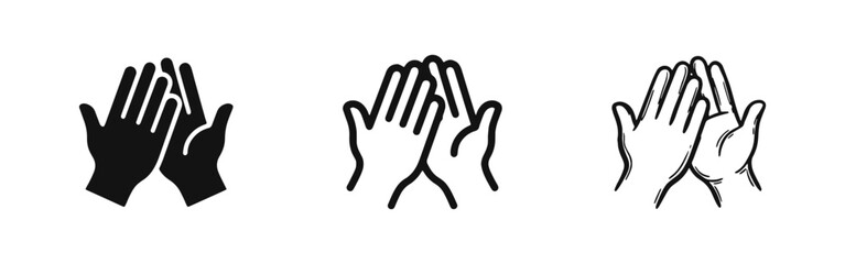 Obraz premium High Five Success and Teamwork Clapping Hands Icon Set