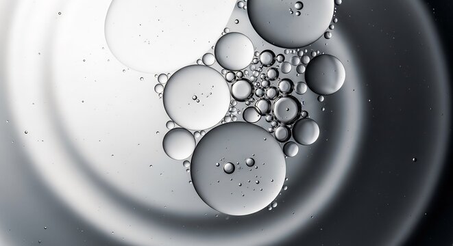 Macro Photography of Oil and Water Bubbles Abstract Background.