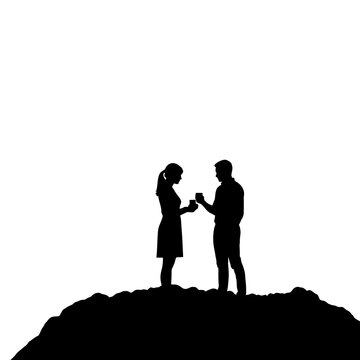 love hilltop icon minimalist proposal silhouette white illustration