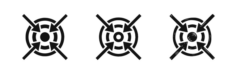Obraz premium Target with Inward Arrows Icon Set - Goal Focus and Objective Concept