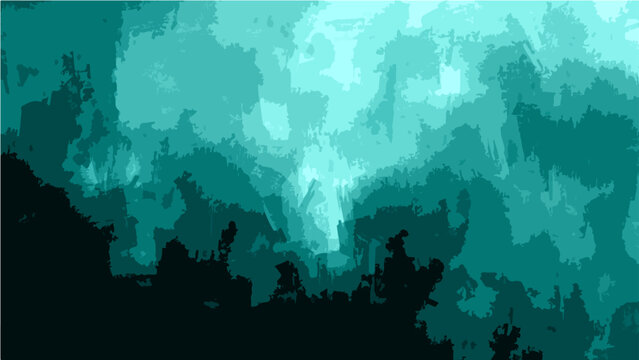Abstract Vector turquoise illustration of an undersea landscape with a gradient watercolor design of sea creatures and aquatic environment.