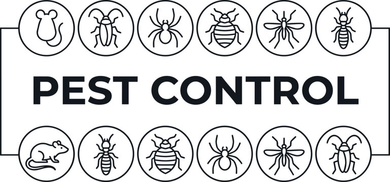 Pest control concept with insects rodents and extermination symbols representing hygiene prevention infestation management and professional cleaning services
