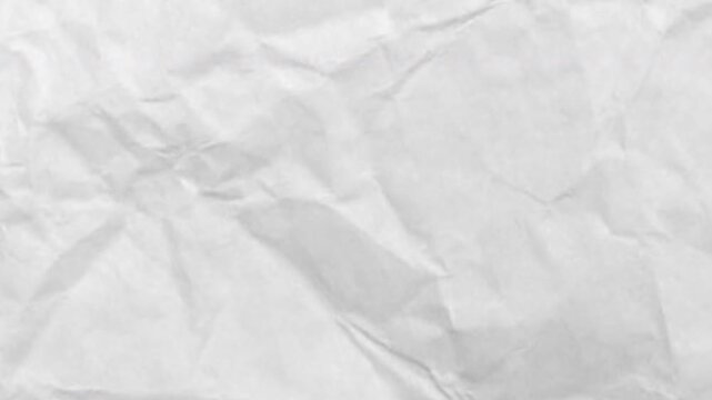 Crumpled white paper texture background stop motion animation for seamless video loop