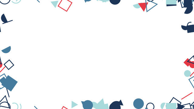 pattern bauhaus horizontal Decorative geometric frame border with abstract shapes in blue red teal for vector artwork