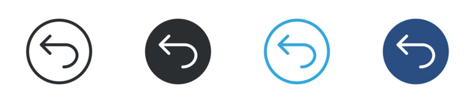 Undo arrow icon set. return action symbol. back navigation and revert concept. vector illustration.