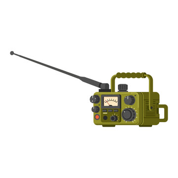 Vector illustration of a portable shortwave radio with antenna and controls