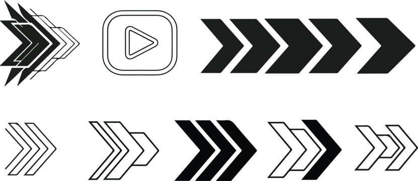 A set of arrows on an isolated background. Black and linear arrow icons. Vector. EPS 10..eps