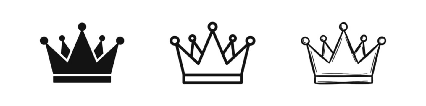 Royal Crown Icons Collection Representing Leadership and Excellence