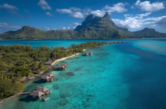 bora bora, a service in the style of nl, with overwater huts