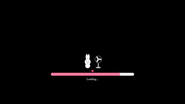 Minimalistic loading screen with cute bunny and cocktail icons