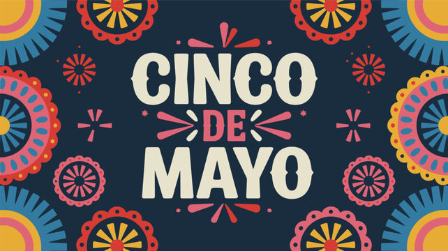 Festive cinco de mayo vector illustration with vibrant traditional mexican decorative elements and bold typography celebrating mexican culture