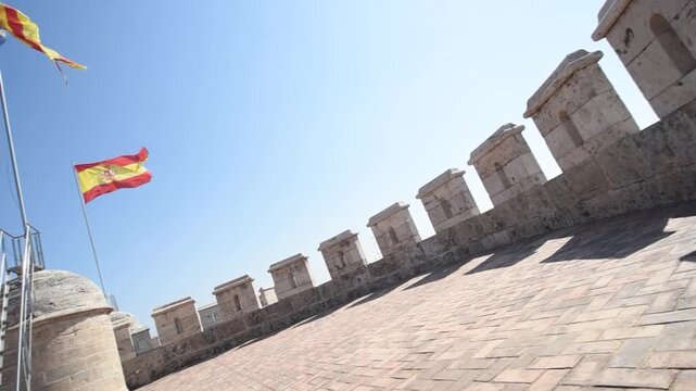 Cinematic View of Torres de Quart in the Heart of Valencia