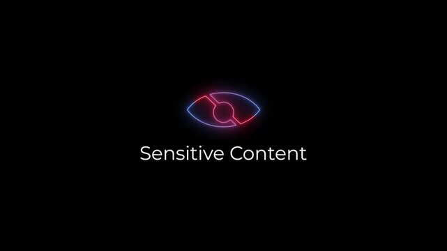 neon eye sensitive content warning animation glowing restriction ui.