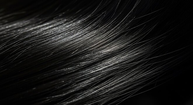 Close-up of dark hair strands.
