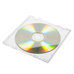 Fototapeta premium Clear c d case with reflective disc isolated on a transparent background