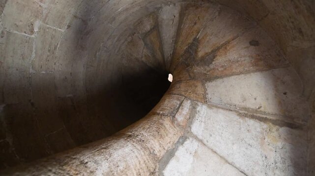 Medieval Stone Spiral Staircase at Torres de Quart Valencia Architecture Detail