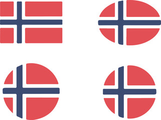 Obraz premium Set of four norway flag vector with different shapes