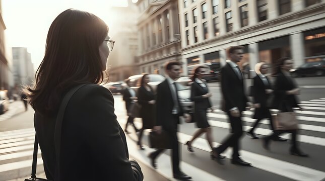 Business People Walking on City Street