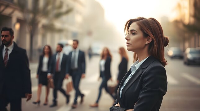 Business People Walking on City Street