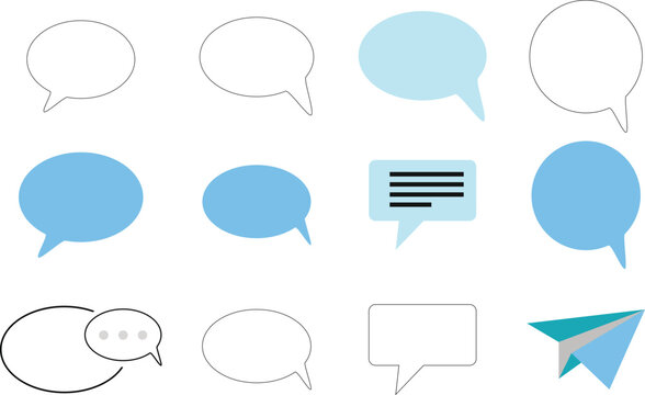 Chat Bubble Icons Set, Messaging Speech Shapes Vector Illustration
