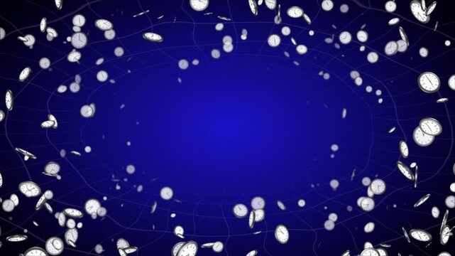 Falling 3D Clocks Animation Background, Endless,  Loop
