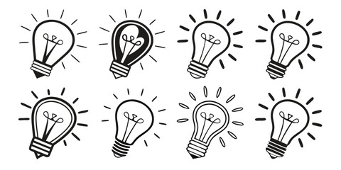 Creative light bulb set with mechanical gears plant and lightning elements innovation creativity lightning inspiration technology industry graphics elements thinking illustration business © Mithila