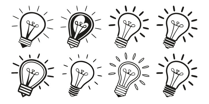 Creative light bulb set with mechanical gears plant and lightning elements innovation creativity lightning inspiration technology industry graphics elements thinking illustration business