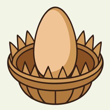 logo design vector illustration icon egg in basket