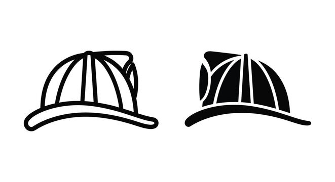Firefighter helmet icon set, vector illustration of firemen hats