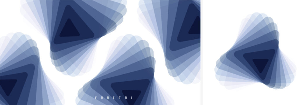 A geometric triangular figure. Offset and layering. A translucent element. 3D vector illustration for brochure, poster, cover, card, presentation, flyer or banner.