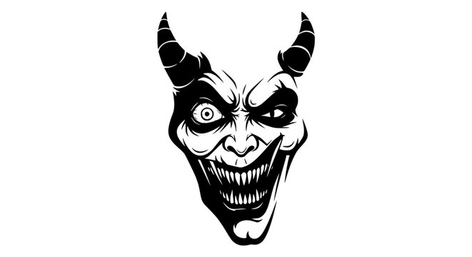 Evil Devil Face Illustration - Scary Demon Portrait