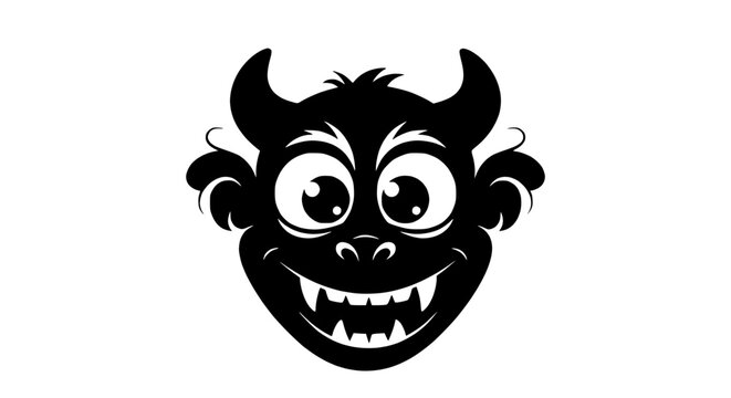 Scary Devil Face Silhouette Icon
