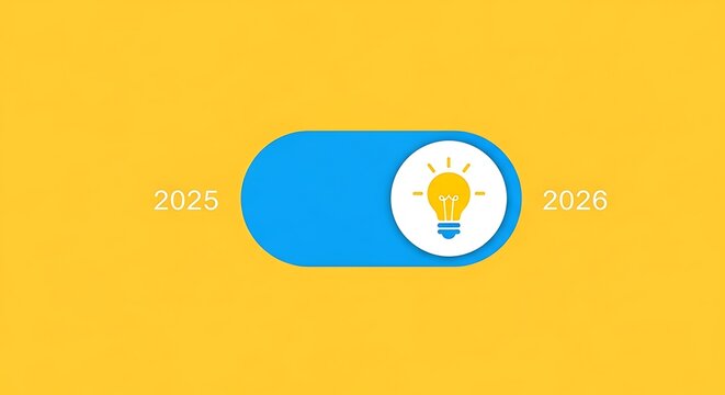 Toggle switch with glowing light bulb icon representing idea or inspiration graphic element inspiration innovation creativity