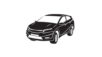 Obraz premium Car illustration with black and white lines, modern sedan front view for logo and transport branding purposes