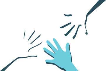 Obraz premium Abstract illustration of reaching hands and energetic lines