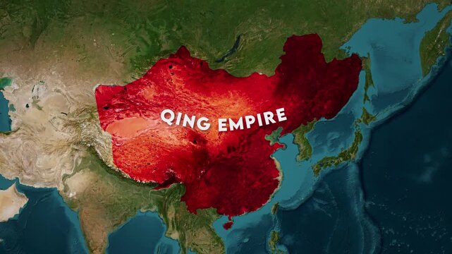 Qing Empire Map Animation. Historical map animation of the Qing Empire. 4k.