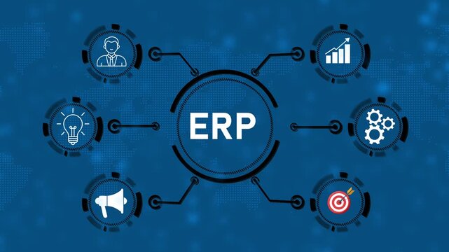 Business, Technology, Internet and network concept. Enterprise Resource Planning ERP corporate company management.