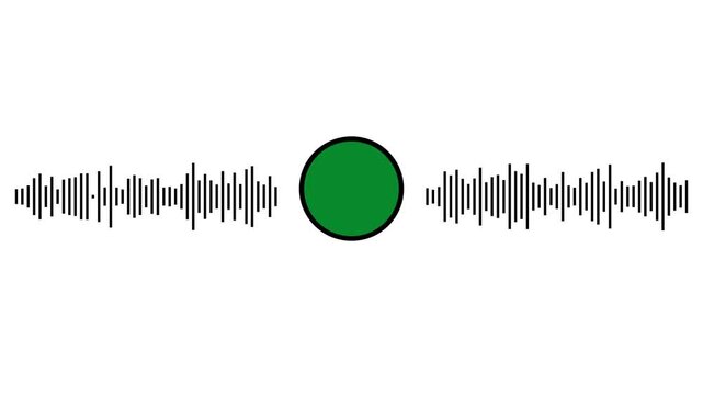 Audio Waveform with Green Record Button Icon Sound Signal Visualization Voice Music Frequency Pulse Recording Interface Minimal Design
