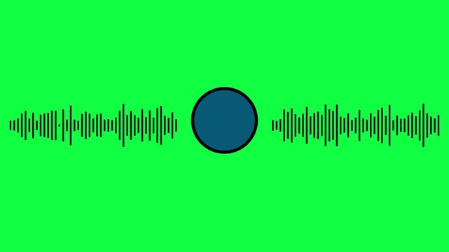 Audio Waveform with Green Record Button Icon Sound Signal Visualization Voice Music Frequency Pulse Recording Interface Minimal Design
