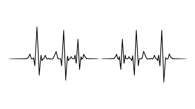 Black electrocardiogram waveform pattern
