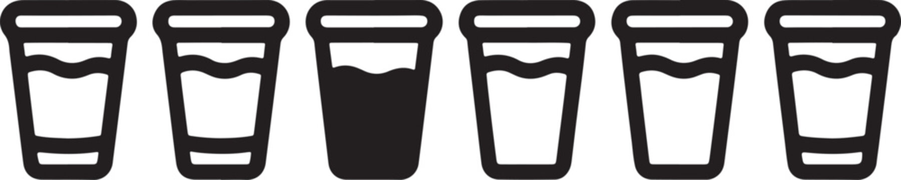 Bubble Tea Icon Set Black Line Art set of vector design on transparent background.