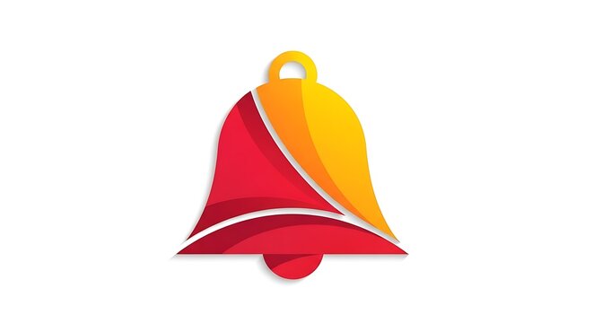 Stylized red and yellow bell icon with white background customer service sound notification urgent notification app icon notification communication information illustration