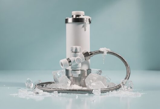 Innovative water pipeline component with frozen ice built in flowing design conveying modern efficiency and thermal management for sustainable engineering solutions