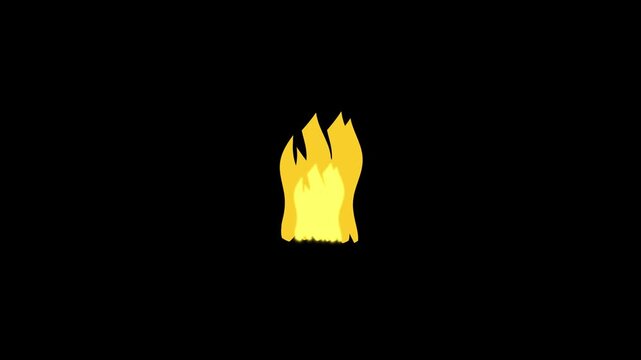 Cartoon fire emoji loop animation isolated on black background