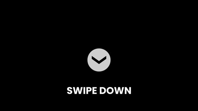 Swipe down arrow icon animation isolated on black background