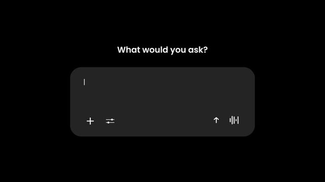 AI ask to chat bot interface animation isolated on black background