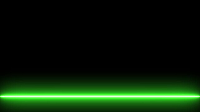 Green light beam scanning animation isolated on black background